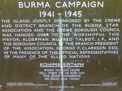 Kohima Epitaph: Burma Star Memorial - Crewe, Cheshire East, UK ...