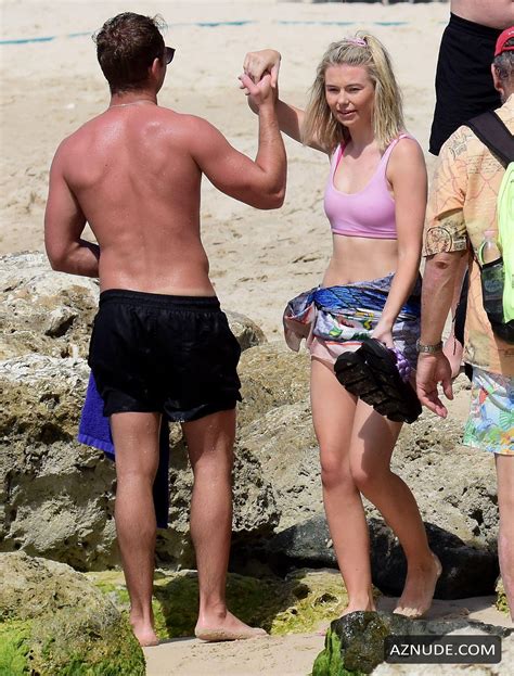 Georgia Toffolo Sexy In A Pink Bikini On The Beach In Barbados Aznude