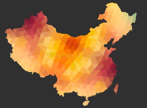 China Map In Geometric Polygonal Mosaic Style Stock Vector