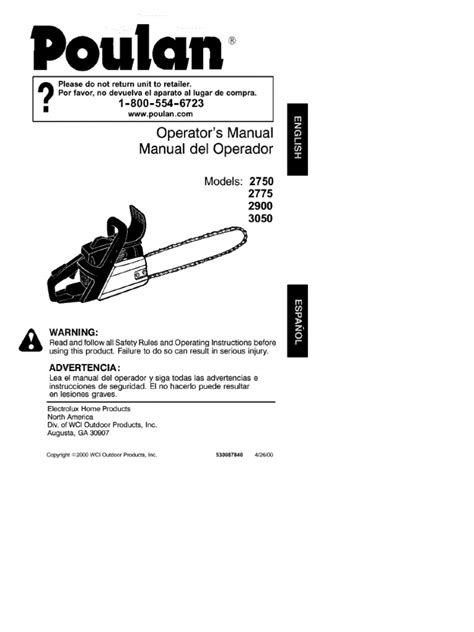 Poulan 2900 Type 1 Owner S Manual Pdf