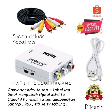 Jual Minihdmi Av Untuk Tv Tabung Converter Hdmi To Av Rca Converter