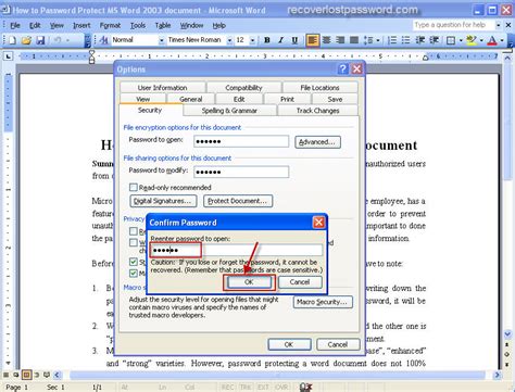 How To Password Protect Ms Word 2003 Document