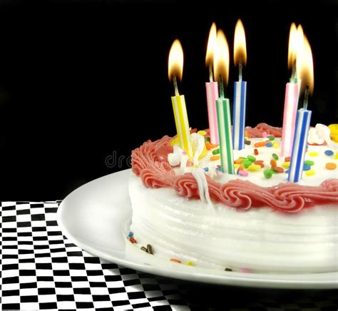 Birthday Cake With Lit Candles Stock Photo Image Of Burn Dark 3620424