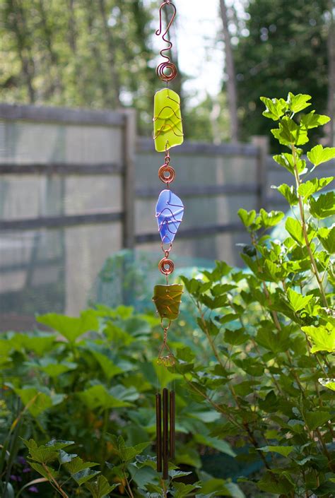 Wind Chime Sea Glass Copper Brass Outdoor All Weather Etsy Wind Chimes Copper Hangers