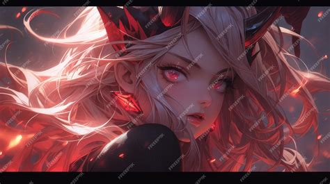 Premium AI Image | anime girl demon with horns