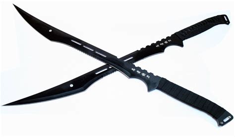 2 Pcs 27 Black Ninja Katana Sword Ful Tang Black Color Blades With