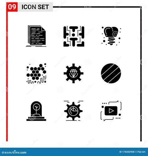 Conjunto Moderno De 9 Glifos Y Símbolos Sólidos Como El Desarrollo Del