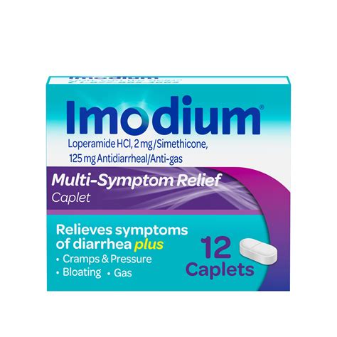 Imodium Multi Symptom Relief Anti Diarrheal Medicine Caplets 12 Ct