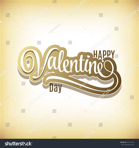 Happy Valentines Day Gold Hand Lettering Stock Vector Royalty Free