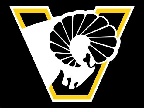 a black and yellow logo with a lion on it's head in the center