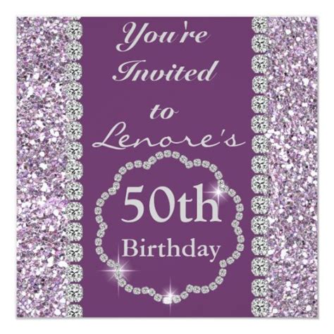 50th Birthday Party Bling Invitation Zazzle