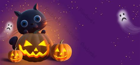 Ghost Pumpkin Halloween Cute Black Cat Background | PSD Free Download ...