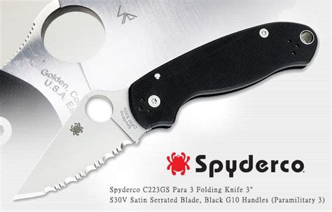 Spyderco 第三代paramilitary 3 黑g10柄齒刃折刀s30v鋼 瑞格華·大海刀品