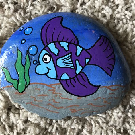 Purple Fish Painted Rock Rockpainting Paintedrocks Underthesea