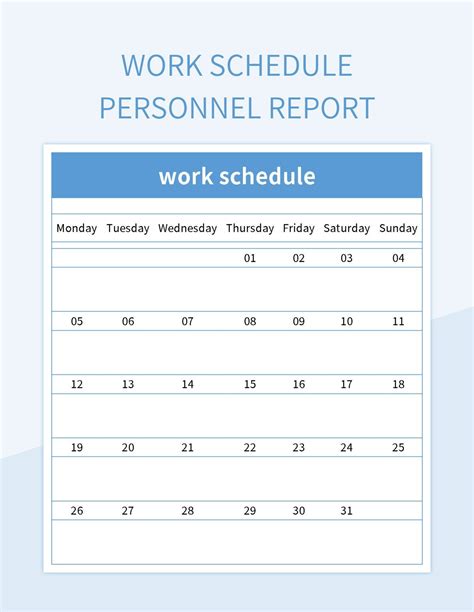 Work Schedule Personnel Report Excel Template And Google Sheets File