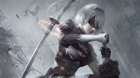 B Nier Fanart Artwork Wallpaper Hd Games Wallpapers K Wallpapers