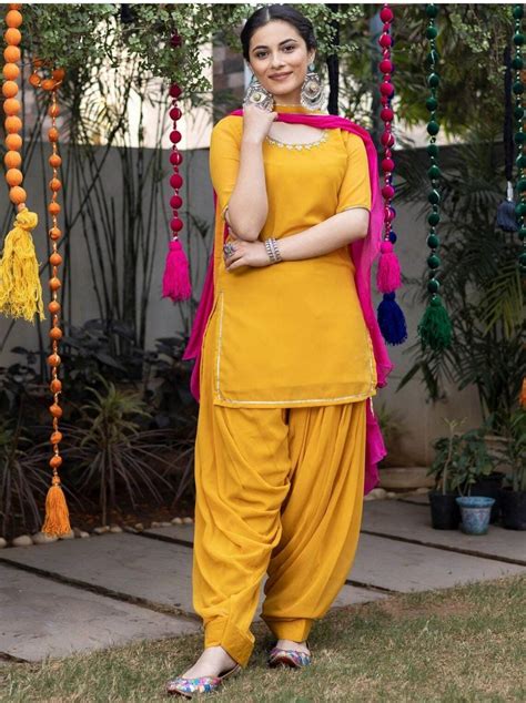 Yellow Punjabi Patiala Suit Haldi Outfit For Bride Etsy