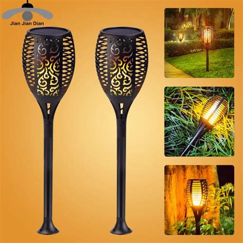 Led Solar Flame Lamp Bulb Flickering Path Lights Effect Fire Street