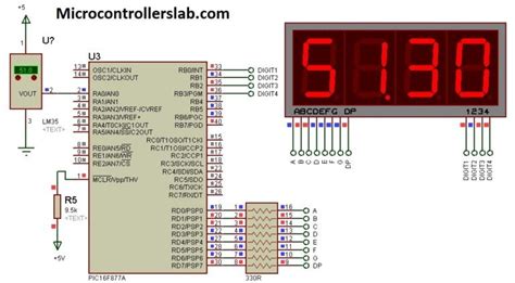 Lm Temperature Sensor With Segment Display And Pic Microcontroller