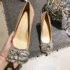 Chic Beautiful Nude Evening Party Pumps Crystal Rhinestone Cm Stiletto Heels Pointed