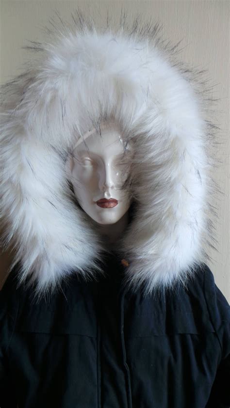 Faux Fur Hood Trim Artic Fox White Large And Fluffy Etsy Faux Fur