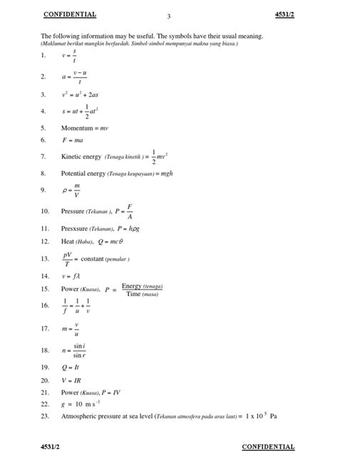 Spm Physics Formula List Form4 Pdf Acceleration Velocity