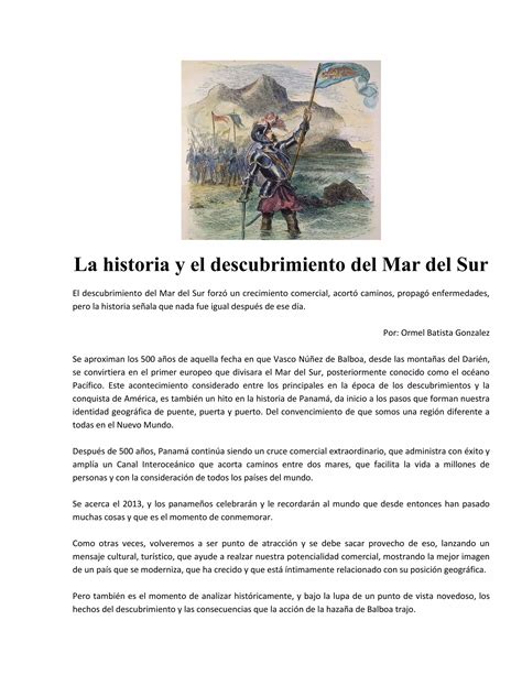 La Historia Y El Descubrimiento Del Mar Del Sur Pdf