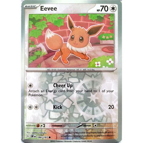 Pokemon TCG Eevee 166 197 Obsidian Flames Common Reverse Holo Shopee