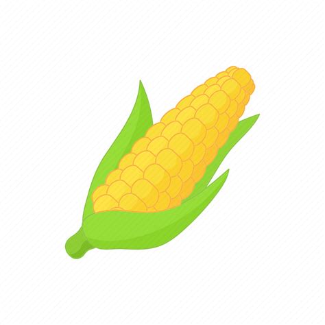 Cartoon Corn Food Maize Vegetarian Yellow Icon Download On