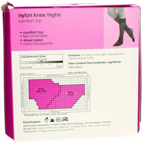 No Nonsense Knee Highs Nylon Knee Highs Nude TZ Size One Sheer Toe Ct Pack Count