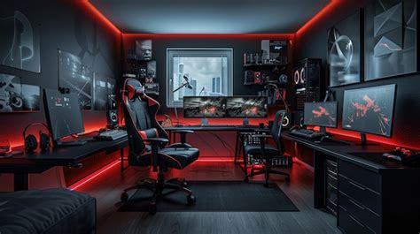 Premium Photo | A dark and moody gaming room