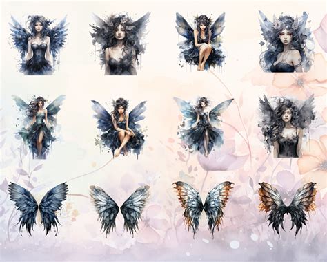 Dark Fairy Clipart 50 Pngs Dark Fae Printable Fantasy Graphics