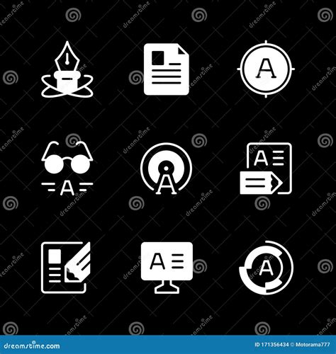 Set Glyph Icons Of Copywriting Stock Vector Illustration Of Paper