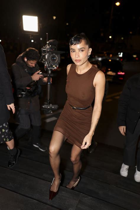 Olivia Wilde And Zoe Kravitz Lead The Trend For Naked Dressing At Saint Laurent Show Sheer