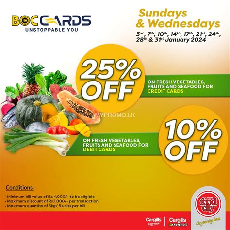 Get up to 25% off at Cargills Food City with BOC Cards