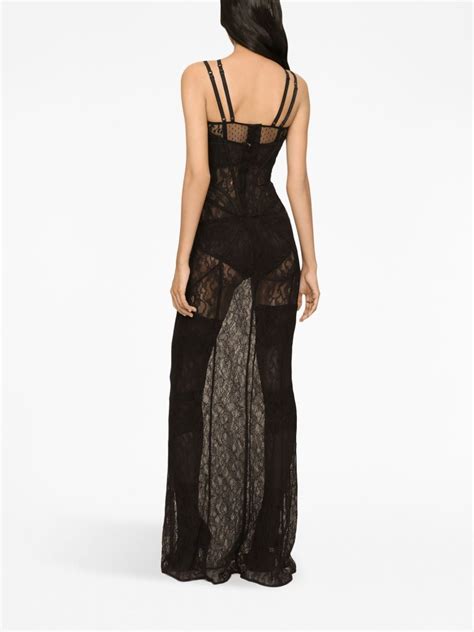 Dolce And Gabbana X Kim Semi Sheer Corset Gown Black Farfetch