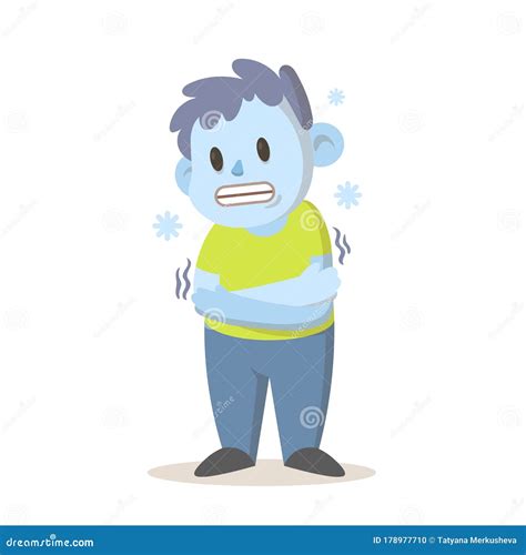 Shivering Boy Feeling Cold Freezing Temperature Cold Weather Cartoon