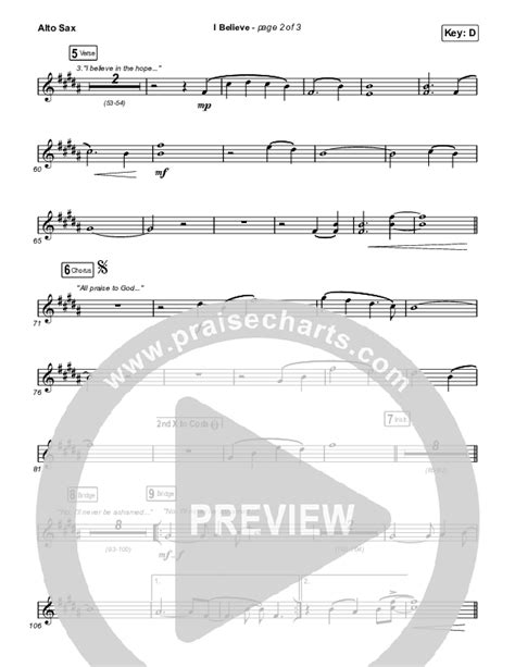 I Believe Alto Sax Sheet Music Pdf Phil Wickham Praisecharts