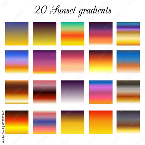 sky gradient background - sunset color collection swatches Stock Vector ...