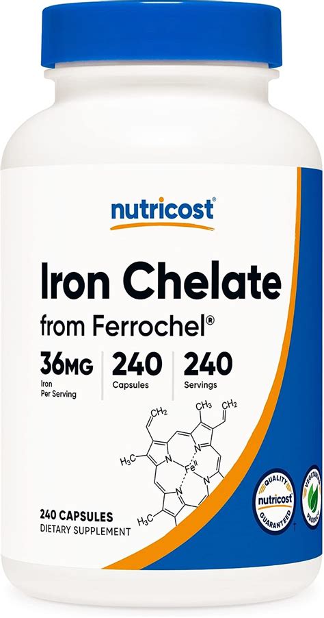 Amazon Nutricost Hierro Quelado Como Ferrochel 36 Mg 240