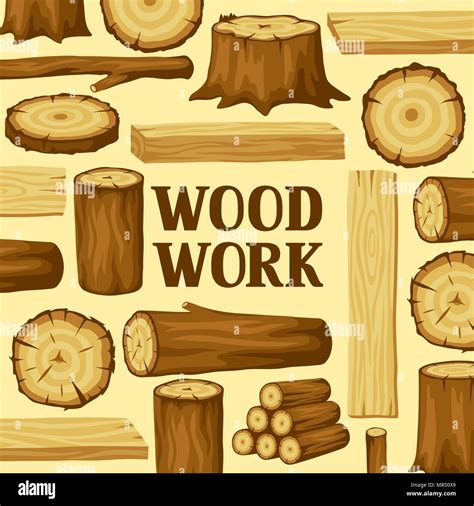 Background With Wood Logs Trunks And Planks Design For Forestry And