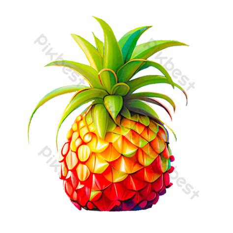 One Whole Pineapple With Green Leaves Isolated On White Background Clipping Path Png Images