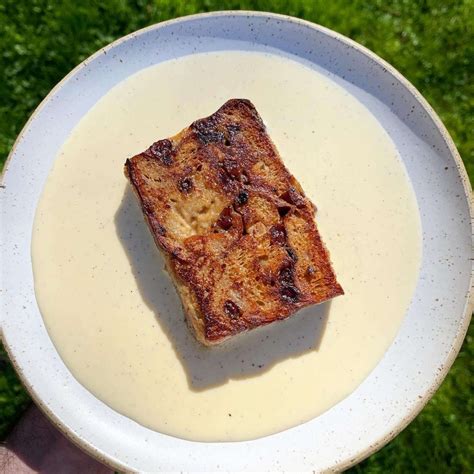 Fried Hot Cross Bun Bread Butter Pudding Salt Butter Smoke