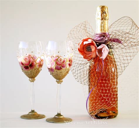 Wine Glasses Wedding Glasses Rustic Wedding Shabby Decor