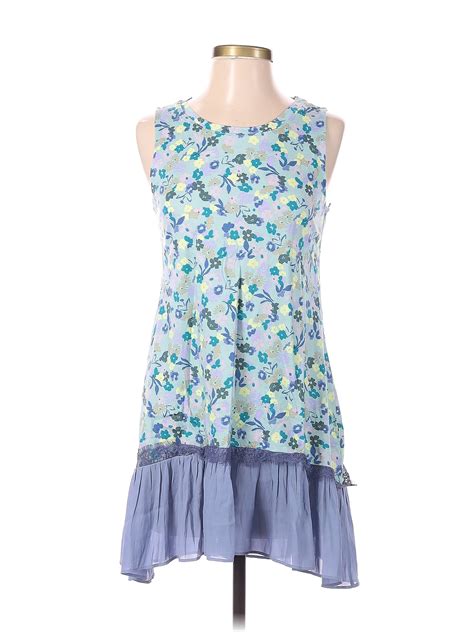 Logo By Lori Goldstein Floral Multi Color Blue Casual Dress Size Xs