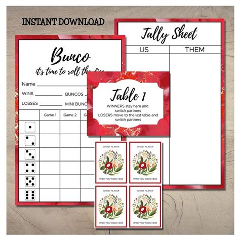 Printable Red Bunco Scorecard In 2022 Bunco Tally Sheets Letter Paper