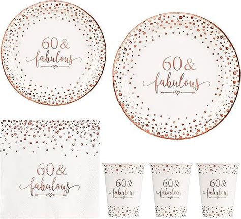 Crisky Rose Gold Foil 60 Fabulous Napkins Plates Cups Set For Women