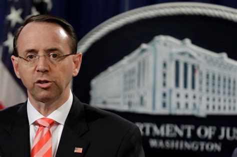 Us Deputy Attorney General Rod Rosenstein To Resign Within Weeks