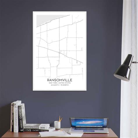 Ransomville New York Map Poster, Modern Home Decor Wall Art Print
