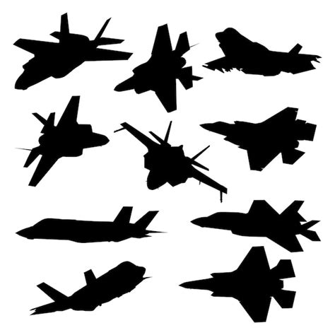 Premium Vector Jet Fighter Aircraft Silhouette Set Collection Premium